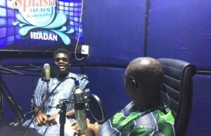 Watch Video, Laugh As Mr Macaroni Introduces ‘Audio Alert’ To Ibadan People Mr Macaroni, Debo Adedayo, left, with Olayinka Agboola during the session...