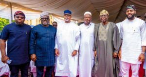 Governors, Others Commend Lagos Speaker, Obasa At Father’s Fidau Prayers L-R: Speaker, Osun State Assembly, Rt. Hon. Adewale Egbedun; Governor Sheriff Oborevwori of Delta State; his Ogun State counterpart, Governor Dapo Abiodun; Speaker, Lagos State House of Assembly, Rt. Hon. Mudashiru Obasa; Governor of Lagos State, Mr. Babajide Sanwo-Olu and Speaker of Oyo House of Assembly, Rt. Hon. Adebo Ogundoyin during the 8th Day fidau prayer and final burial ceremony of Alhaji Suleiman Obasa (father of Rt. Hon. Obasa), at the NYSC Camp, Iyana-Ipaja, Lagos, on Tuesday...