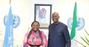 Hosting Of ASIS 2024: United Nations Nigeria Partners Sterling One Foundation Mohamed M. Malick Fall, UN Nigeria Resident and Humanitarian Coordinator, left, with Olapeju Ibekwe, CEO, Sterling One Foundation, co-conveners of the Africa Social Impact Summit 2024 during partnership conversations in Abuja recently…