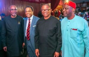 L R Chief Tunji Alapini Retired AIG Mr Donald Duke Dr Peter Obi and former Minister of Science and Technology Power Prof Bartholomew Nnaji