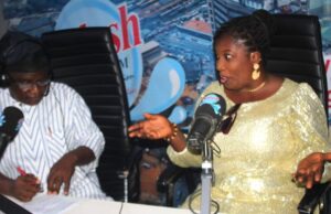 Our Society Not Always Fair To Single Mothers – Nigerian Actress, Queen Omotola Queen Omotola Temola, right, with Olayinka Agboola...during the Radio Show on Splash 105.5fm, Ibadan...