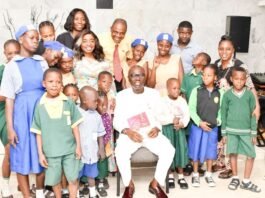 ...Lagos' Governor Babajide Sanwo-Olu and the children...