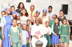 59th Birthday: Sanwo-Olu Celebrates With Children Living With Disabilities ...Lagos' Governor Babajide Sanwo-Olu and the children...