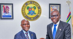 Sanwo-Olu Plays Host To FirstBank’s Management, Makes Promises Managing Director/CEO, First Bank of Nigeria, FBN Limited, Mr. Olusegun Alebiosu, left, receiving a plaque from Governor of Lagos State, Mr. Babajide Sanwo-Olu during FBN courtesy visit to the Governor at the Lagos House, Marina, on Tuesday...