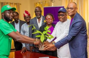 Polaris Bank Partners NCF On Land Restoration, Tree Planting Polaris Bank ED, Chris Ofikulu, & TASUED Dep VC, Prof. Adekunle Adeogun receiving the 3 tree species from the NCF Project Officer in Ijagun, Ijebu Ode, Ogun State on Monday…