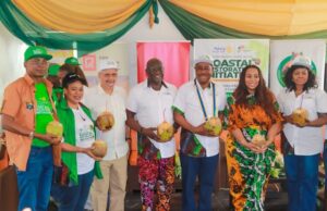 When Rotary International District 9112 Launched Its Coastal Restoration Initiative L-R: Mr Dapo Olakulehim - GM Lagos State Coconut Development Authority (LASCODA), Engr Abiola Kosegbe, Dr Desmond Majekodunmi- Chairman Lufasi Park and DG Coconut Naija, Rtn GOC Bada -Chairman Tree Planting Committee, DG Femi Adenekan + Rotary International District 9112,Ms Channel Scott - Pan African Towers/Azeez Amida Foundation, Rtn Tayo Adenekan @ the 1,000 coconut trees seeding planting project @ Westside Beach, okun Ajah, Lagos. A coastal restoration initiative by Rotary International District 9112…