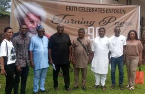 Senator Ojudu To Nigerian Youths: Emulate Soyinka In Fight For Good Governance Senator Babafemi Ojudu and others at the venue of the event in Ado Ekiti on Saturday...