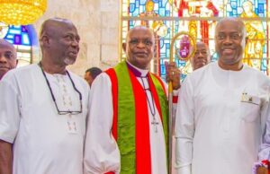 Photos: When Oyo’s Gov Makinde Remembered Late Dad 12 Years After …Oyo State Governor, Seyi Makinde (right); his brother, Barr Muyiwa Makinde (left) and Bishop of Ibadan North Anglican Diocese, Rt. Reverend Dr Oluwarotimi Aladekugbe, during the thanksgiving service on Sunday…