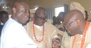 Photos: When Oyebanji, Ewi, Ojudu, Others Joined Family Members To Celebrate Ado-Ekiti’s Illustrous Son, Engr Sunday Adetunji L-R: Governor Biodun Oyebanji of Ekiti State, Hon Bunmi Oguntuase and Engineer Oladipo Adetunji...