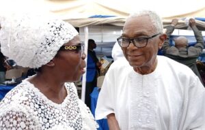 the widow Evangelist Mrs Oluwatoyin Lucie Adetunji with a well respected friend of the family