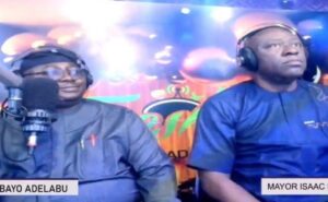 Chief Adebayo Adelabu left with Mayor Isaac Browndring the live Radio Show on Saturday morning