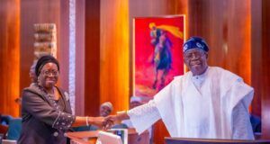Appointment As Ag CJN: Sanwo-Olu Joins Others To Congratulate Kekere-Ekun Justice Kudirat Kekere-Ekun, left, with President Bola Tinubu...