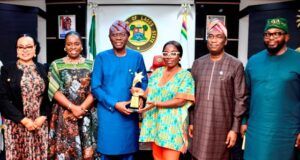 Photo: When Sanwo-Olu Played Host To 2023 Maltina Teacher Of The Year L-R: Secretary to Lagos State Government, Barr. Bimbola Salu-Hundeyin; Corporate Affairs Director, Nigeria Breweries Plc, Mrs. Sade Morgan; Governor Babajide Sanwo-Olu; Miss Adeola Adefemi, National Winner of the 2023 Maltina Teacher of The Year Competition, from Keke Senior High School, Ifako, Agege; Deputy Governor, Dr. Obafemi Hamzat and Head of Service, Lagos State, Mr. Olabode Agoro, during Miss Adefemi’s meeting with the Governor, at the Conference room of the Lagos House, Ikeja, on Thursday, 15 August 2024…