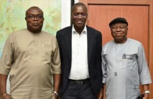 Scholar Says SPDC’s Support Is Nurturing Next-Generation Energy Experts L-R: Director, NNPC/SPDC JV Centre of Excellence in Environmental Management and Green Energy, University of Nigeria, Professor Anene Moneke; Head, Corporate Relations Nigeria, and Director Shell Petroleum Development Company (SPDC), Igo Weli; and former Vice Chancellor, University of Nigeria, Professor Charles Igwe, during a visit to SPDC management in Port Harcourt, Rivers State...recently…