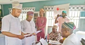 Adeojo, Ido LG Boss Swears In Secretary, Assistant Secretary Hon Sheriff Adeojo, right, at the event...