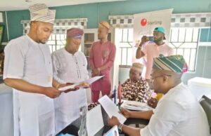 Adeojo, Ido LG Boss Swears In Secretary, Assistant Secretary Hon Sheriff Adeojo, right, at the event...