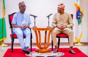 Edo’s Gov-Elect Visits Lagos, Secures Backing From Sanwo-Olu Senator Monday Okpebholo, left, with Mr Babajide Sanwo-Olu...