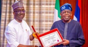 Edo Gov-Elect Storms Aso Rock, Tasked On Need To Focus On Good Governance Senator Senator Monday Okpebholo, left, with Presdent Bola Tinubu...