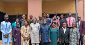 Seyi Makinde’s Govt, EIDU Target 2030 SDGs For Education Chairman, OYOSUBEB, Dr. Adeniran (5th right front row) flanked by the team leads, EIDU, Mr. Ignatius Attah (left); Mr. Silas Armandos (4th right) and others after the sensitization training...