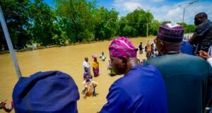 Floodings: Sanwo-Olu, Other Governors Rally Support For Borno State Governor Babajide Sanwo-Olu of Lagos State, middle, with others in Maiduguri...