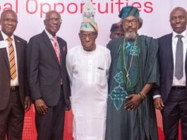 L-R: National Director, BNI Nigeria, Chimaobi James Agwu; Executive Chairman, Adebola Sobanjo & Co, Dr. Adebola Olubanjo; Former President, Chief Olusegun Obasanjo; Orunto Owu, Chief Abiodun Lasile, and CEO, 9mobile, Obafemi Banigbe at the BNI National Conference 2024 held in Abeokuta, Ogun State…