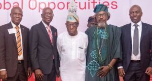 9mobile Boss Identifies How Tech, Agro, Manufacturing, Creative Sectors Can Drive Sustainable Non-Oil Exports In Nigeria L-R: National Director, BNI Nigeria, Chimaobi James Agwu; Executive Chairman, Adebola Sobanjo & Co, Dr. Adebola Olubanjo; Former President, Chief Olusegun Obasanjo; Orunto Owu, Chief Abiodun Lasile, and CEO, 9mobile, Obafemi Banigbe at the BNI National Conference 2024 held in Abeokuta, Ogun State…