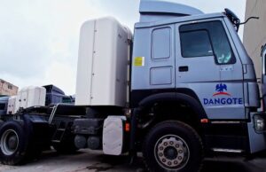 Dangote Takes Delivery Of CNG Trucks To Boost Fuel Distribution ...a Dangote truck ready for CNG-compliance...