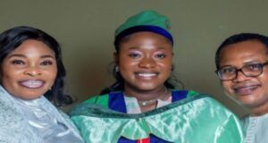 Graduation From Covenant University: Tope Alabi Celebrates Daughter L-R: Tope, Deborah and Soji Alabi...happy family...