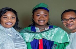 Graduation From Covenant University: Tope Alabi Celebrates Daughter L-R: Tope, Deborah and Soji Alabi...happy family...
