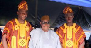 Day Makinde Joined Others At Igbo-Ora To Celebrate 2024 World Twins Festival Oyo's Deputy Governor, Barr Bayo Lawal, middle, with The Oguntoye Twins...at the event on Saturday...