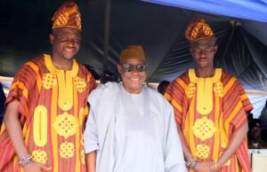 Day Makinde Joined Others At Igbo-Ora To Celebrate 2024 World Twins Festival Oyo's Deputy Governor, Barr Bayo Lawal, middle, with The Oguntoye Twins...at the event on Saturday...