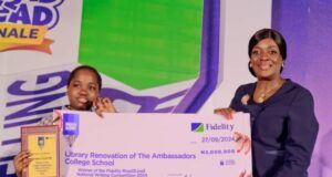 How Iremide Ogunyemi Emerged Winner At Fidelity Bank’s ‘Read2Lead’ Writing Competition Winner, Miss Iremide Ogunyemi of The Ambassadors’ College, Ota, Ogun State, left, with the Executive Director, South Business, Fidelity Bank Plc, Mrs. Pamela Shodipo; at the prize presentation ceremony of the Fidelity Bank-organised Read2Lead Writing Competition held in Lagos recently….