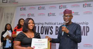 How Ekiti Lady Emerged Overall Best Fellow At Emerging Political Leaders Fellows 2024 In Nigeria Toluwani Rita Ojo-Lanre, left, being honoured...
