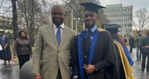 Photo: Popular Columnist, Festus Adedayo In London For Son’s Graduation Dr Festus Adedayo, left, with his son, Bayode...