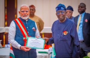 Indian Prime Minister Modi Bags Nigerian Nation Honour Prime Minister Narenda Modi of India, left, with President Bola Tinubu...