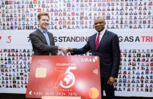 UBA’s 75th Anniversary: Mastercard Partners Africa’s Global Bank To Introduce Commemorative Debit Card UBA's Oliver Alawuba, right, with Mastercard's topshot...at the event...