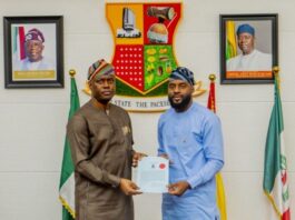 Hon. Adebo Ogundoyin, right, with Oyo's Governor 'Seyi Makinde...