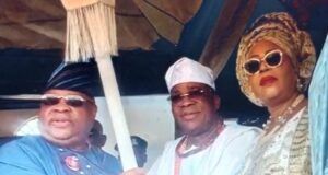 New Owa Obokun, Oba Adesuyi Haastrup Gets Staff Of Office From Adeleke, Other Royal Families Kick Osun's Governor Ademola Adeleke, left, presents staff of office to the new Owa Obokun of Ijeshaland, Oba Adesuyi Haastrup...on Sunday...