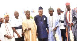 Ogun Govt Hails Dangote Cement Ibese For Supporting Host Communities L-R: Olu of Onigbedu, Oba Mathew Ayinde Ajibulu; Head, Dangote Cement Social Performance, Mr. Wakeel Olayiwola; Aboro of Iboro, Oba Daniel Abayomi Salako; Dangote Cement Ibese Plant Director, Roy Uttam; Olu of Aga Olowo, Oba Kayode Adio Kusoro; Ibese Plant GM, HAM/Adim, Olugbenga Aina;, Awujako of Ijako Orile, Oba Mathew Alabi Ewedairo at the Dangote Cement Ibese Plant 2024 Community Day at the Dangote Cement Estate, Ibese, Ogun State on Wednesday, December 11, 2024...