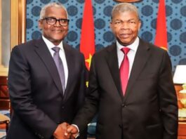 …President of Angola, João Lourenço, right, with President/CE, Dangote Industries Limited, Aliko Dangote…