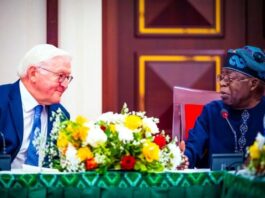 President of Germany, Frank–Walter Steinmeier, left, with Nigeria's President Bola Tinubu...