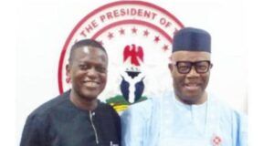 Photo: When Nigeria’s Senate President Played Host To Okediran, PAWA Scribe …the Secretary General, Pan African Writers Association, Dr Wale Okediran, left, with the President of Nigerian Senate, Senator Godswill Akpabio…