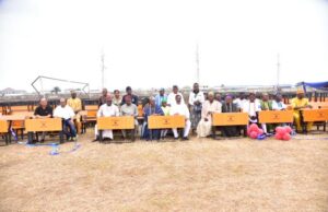Excitement As Dangote Petroleum Refinery Awards Scholarships To 473 Students …Vice President, Oil & Gas, Dangote Industries Limited, Devakumar Edwin; Some of the Baales and Dignitaries at handing over of Tables and Chairs Donated to Host Communities secondary schools by Dangote Petroleum Refinery, Petrochemicals and Fertiliser Plant in Lekki, on Thursday 16th January 2025…