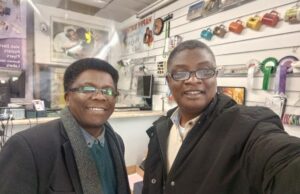 Photo: Parrot Xtra Publisher Visits Ibadan-Born Dizzy K Falola’s London PrintShop Ambassador Olayinka Agboola, right, with Dizzy K-Falola...in London...