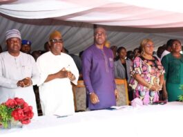 L-R: Deputy Speaker, Oyo State House of Assembly, Hon Abiodun Fadeyi; Deputy Governor of Oyo State, Barr Bayo Lawal; Governor Seyi Makinde; his wife, Tamunominini and Oyo State, Head of Service, Mrs Olubunmi Oni, during the Oyo State Government 2025 Inter-Faith Service, held at the Secretariat, Ibadan…