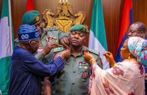 Tinubu To ADC: I See You Going Places In Your Military Career Col. Nurudeen Alowonle Yusuf being decorated by President Bola Tinubu and others...