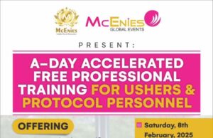 McEnies Global Event Protocols Offers Free Training On Professional Work Ethics For Ushers, Protocol Personnel