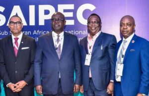 Shell Sees Bright Future For Nigeria’s Deep-Water Production With The Right Conditions L-R: Managing Director, Shell Nigeria Exploration and Production Company Limited (SNEPCo), Ron Adams; Minister of State for Petroleum Resources (Oil), Heineken Lokpobiri ; Executive Secretary, Nigeria Content Development and Monitoring Board, Felix Omatsola Ogbe; and Chairman, Petroleum Technology Association of Nigeria (PETAN), Wole Ogunsanya at the 9th Sub-Saharan Africa International Petroleum Exhibition and Conference (SAIPEC) in Lagos …on Tuesday...