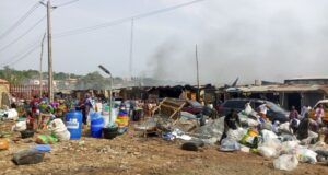 Aleshinloye Ibadan Market Fire: Shop Owners Count Losses, Oyo Govt Makes Promises ...traders...counting their losses at Aleshinloye Market, Ibadan on Wednesday...