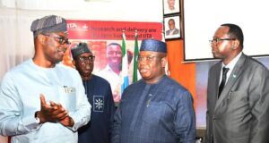 Makinde Speaks About Achievements In Agric Sector, Hosts President Of Sierra Leone …from left, Oyo State Governor, Seyi Makinde; Director General, International Institute of Tropical Agriculture, Dr Simeon Ehui; President of Sierra Leone, Dr Julius Maada Bio, Sierra Leone Minister of Finance, Mr Sheku Bangura and representative of Nigeria Minister of Agriculture and Food Security and Permanent Secretary, Dr Marcus Ogunwuyi, during the opening ceremony of a conference on the Power of Improved Technologies and Public-Private Partnerships to Accelerate the Feed Salone Strategy held at International Institute for Tropical Agriculture (IITA), Ibadan, on Tuesday…